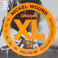 D'Addario XL Nickel EXL110-5P Electric Guitar Strings, 10-46, 5 Sets