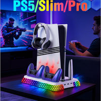 Cooling Station for PS5 Slim Pro,Vertical Stand with Adjustable Fan Charger