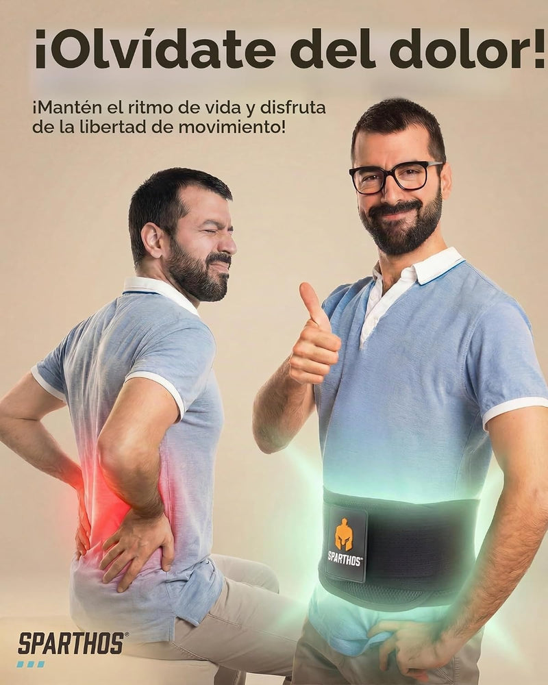 Sparthos - Soporte de espalda para aliviar el dolor de espalda baja - Alivio inmediato de ciática, hernia de disco, escoliosis - Transpirable + Almohadilla de soporte lumbar - Para hombres y mujeres