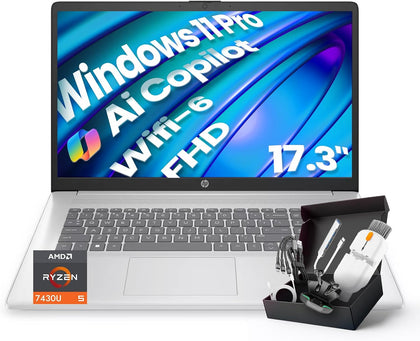 HP 2025 17 inch FHD Business laptops, Powerful AMD Ryzen 5 7430U (6 cores), Windows Copilot, Wi-Fi 6, Numeric Keyboard,