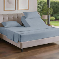 Flex Top Split Head King 4 Piece Sheet Set - Ultra-Soft - Heathered Blue