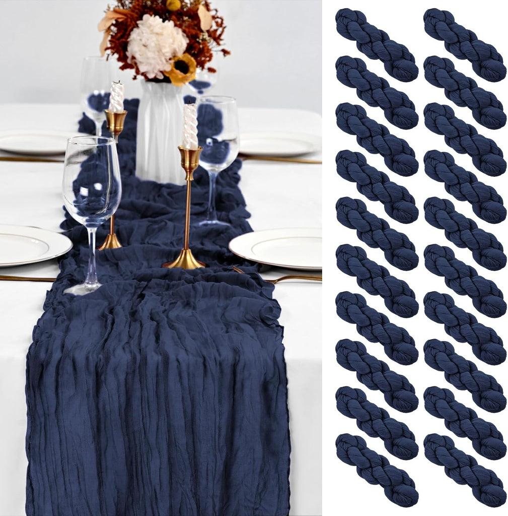 20 Pack Navy Blue Table Runners 10Ft Cheesecloth Table Runner Boho Gauze Cheese Cloth Table Runner Romantic Long Sheer F