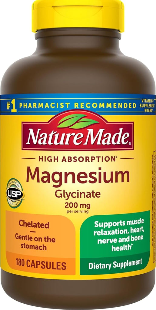 Nature Made Magnesium Glycinate 200 mg per Serving, 180 Capsules