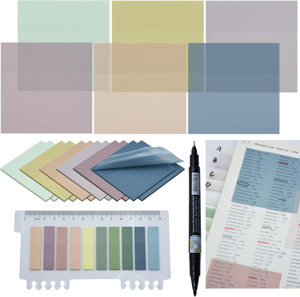 YOUDEFUL 800Pcs Transparent Sticky Note, 3"x3" Clear Sticky Note, Morandi