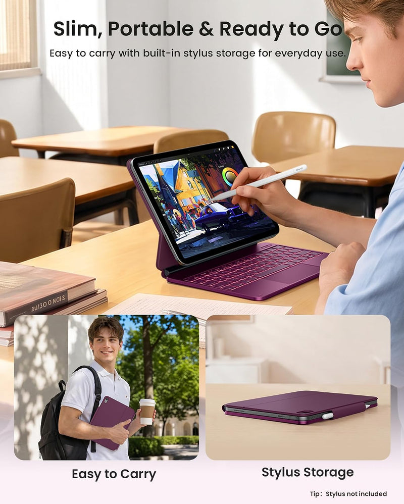Funda con Teclado typecase Edge para iPad 11" (A16) / 10.ª Gen - Frambuesa