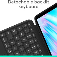 Logitech Combo Touch iPad Air 11-inch (M2, M3 & M4), iPad Air (5th gen) Keyboard Case - Detachable Backlit Keyboard with Kickstand - Midnight Black