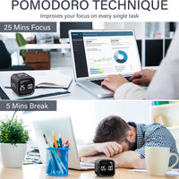 Timer Pomodoro Rotativo OORAII 5/25/10/50 min - Negro