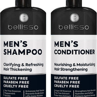 Mens Shampoo and Conditioner Set - Sulfate Free and Clarifying - For Men with Oily to Normal Hair - Moisturizing and Thi