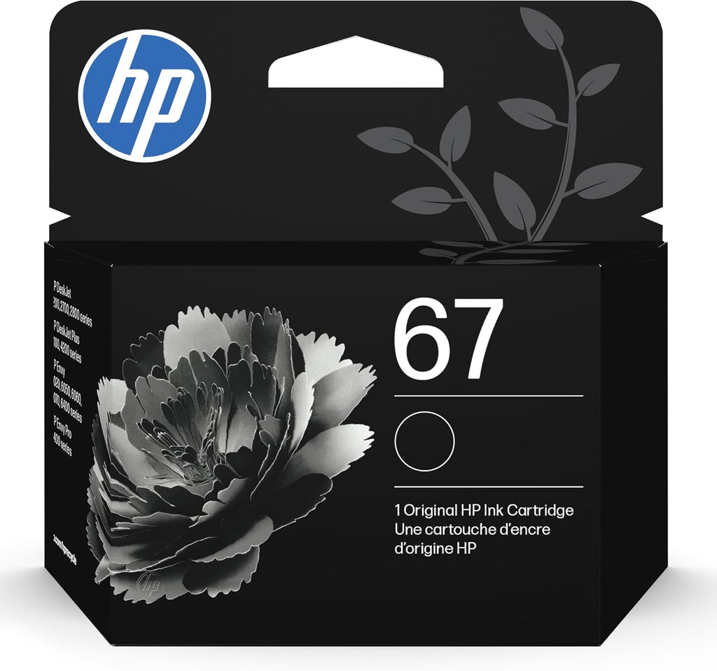 HP 67 Black Ink Cartridge | Works with DeskJet 1255, 2700, 4100 and Envy 6000, 6400 Series, Eligible for Instant Ink, 3Y
