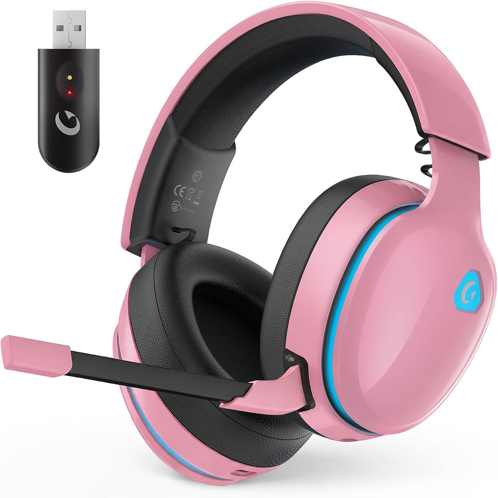 AOC 2.4GHz Wireless Gaming Headset for PS5, PS4, Switch, 45Hr, Blush Pink
