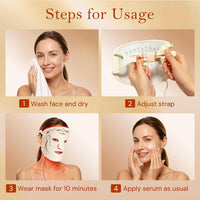 SMOOTHPRO Máscara de terapia de luz roja para arrugas faciales, máscara facial portátil de silicona, terapia de luz para cara completa, incluso tono de piel, líneas finas y arrugas, tratamiento de 10