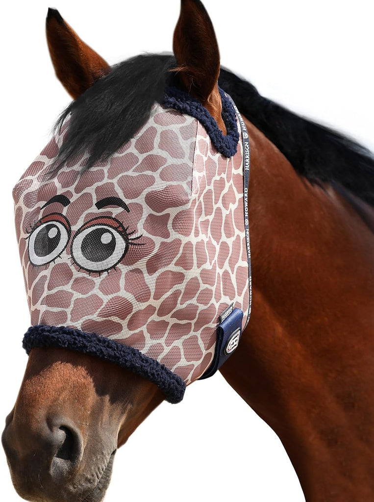 Harrison Howard All Round Mesh Horse Fly Mask UV Protective with Fleece Padded Edging and Fun Prints Forelock Opening De