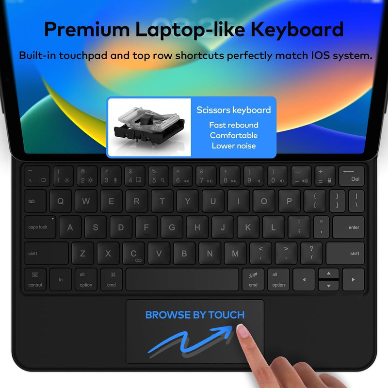 Funda con Teclado runelk para iPad 10.ª / 11.ª Gen (A16) - Lamp Black