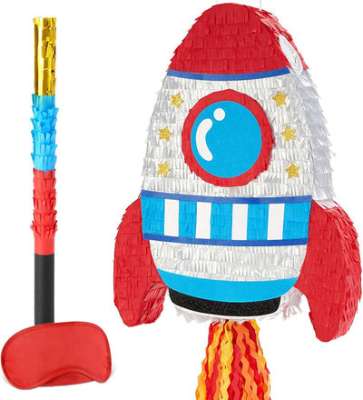 WERNNSAI Rocket Piñata - Rocket Ship Piñata Bundle with Blindfold and Bat