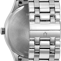 Bulova Men's Classic Stainless Steel 3-Hand Date Calendar Quartz Watch, Grey Dial with Roman Numeral Markers Style: 96B261