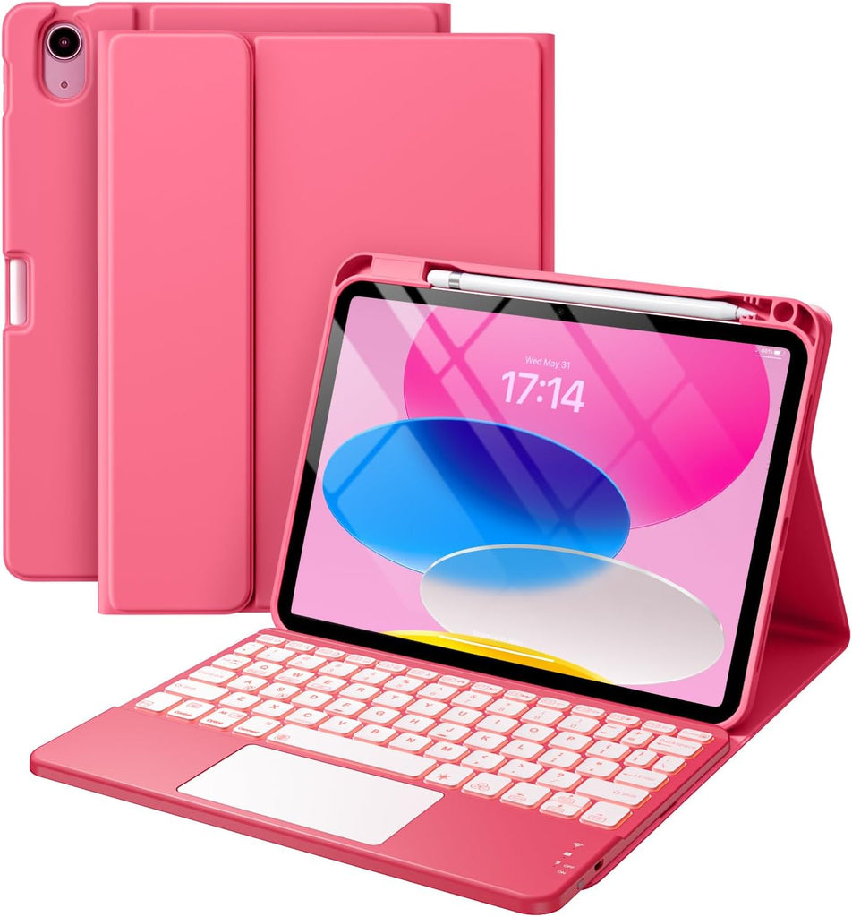 Funda con Teclado Harvopu para iPad 11" (A16) / iPad 10.ª Gen - Rosa