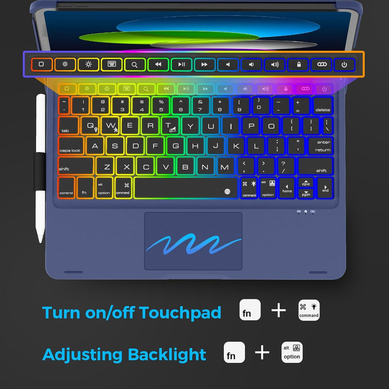 Funda con Teclado NOKBABO para iPad 10/11 (A16) y Air 11" (M4/M3/M2) - Azul Rey