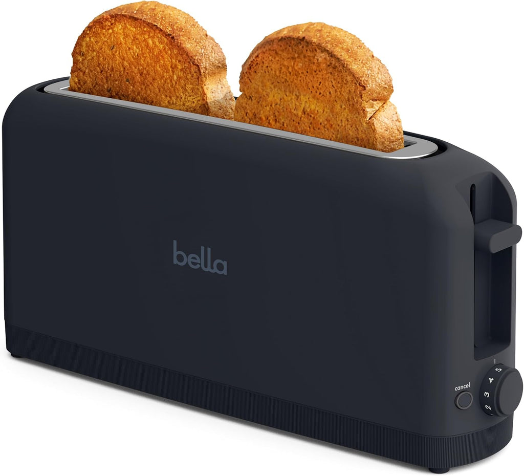 bella Fits-Anywhere™ Slim Toaster, 2 Slice Extra Long & Wide Slot, Slate