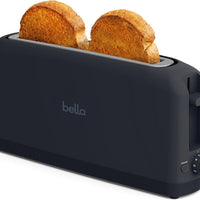 bella Fits-Anywhere™ Slim Toaster, 2 Slice Extra Long & Wide Slot, Slate
