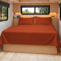 Short Queen Size 4 Piece Bed Sheet Set - RV Short Queen Sheets - Terracotta