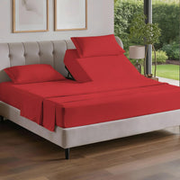 Flex Top Split Head King 4 Piece Sheet Set - Ultra-Soft, Breathable - Red