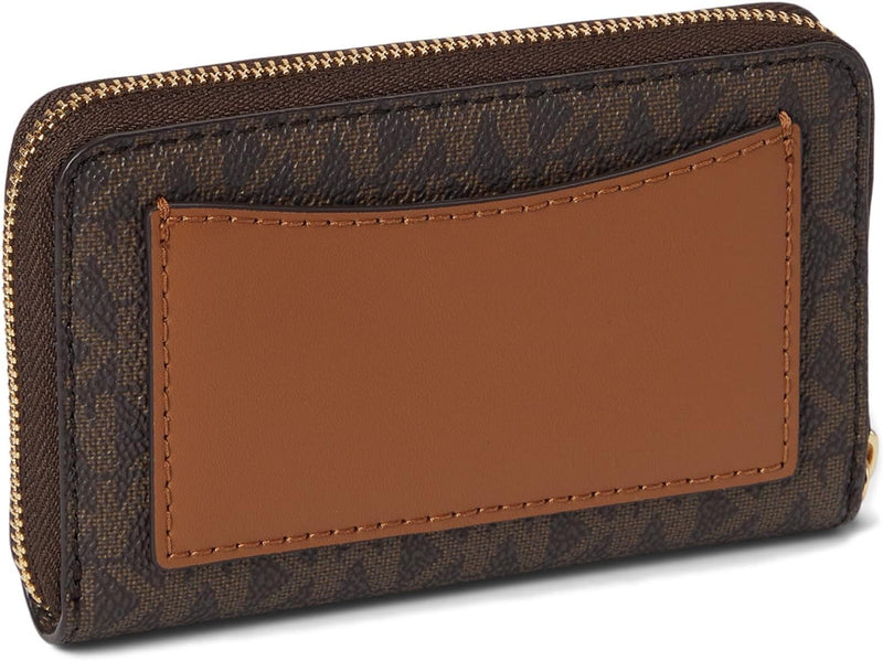 Michael Kors Jet Set Small Zip Around Card Case, Gold-Tone Hardware/Brown/Acorn