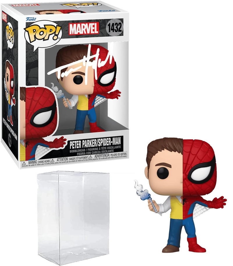 Funko Pop! Marvel Spider-Man Tom Holland Firmado (Reimpresion) con Estuche Protector