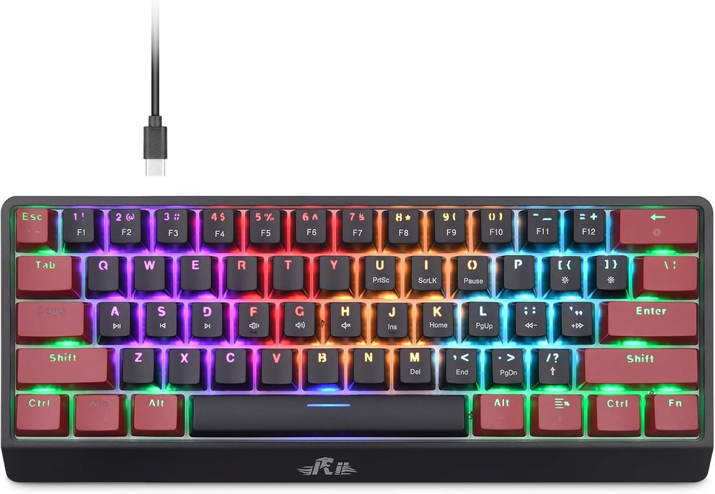 Rii RK806 60% Mechanical Gaming Keyboard,61 Keys Compact