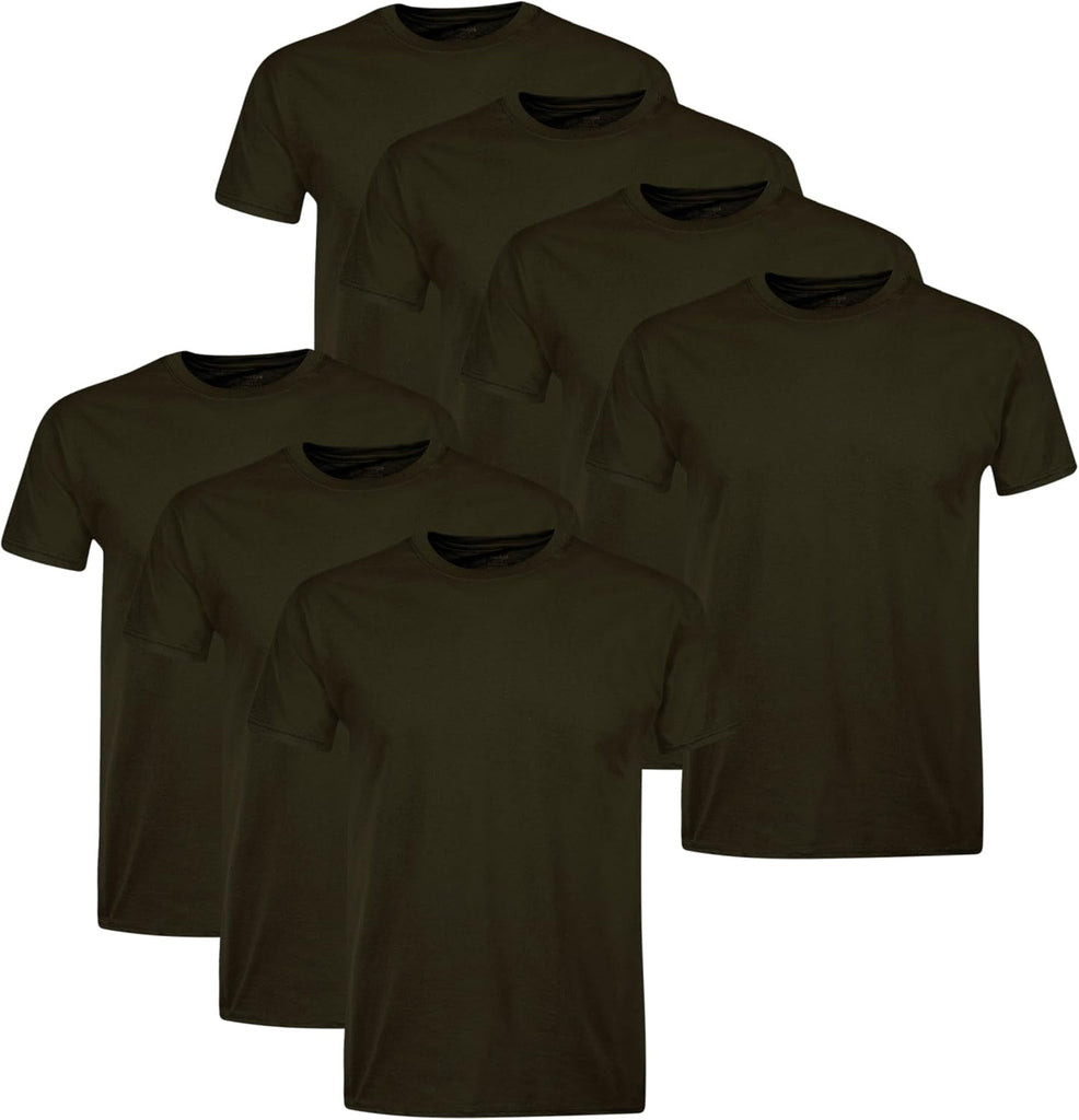 Hanes Mens Cotton, Moisture-wicking Crew Tee Undershirts, Multi-packs T-Shirt, Black - 7 Pack, Small US