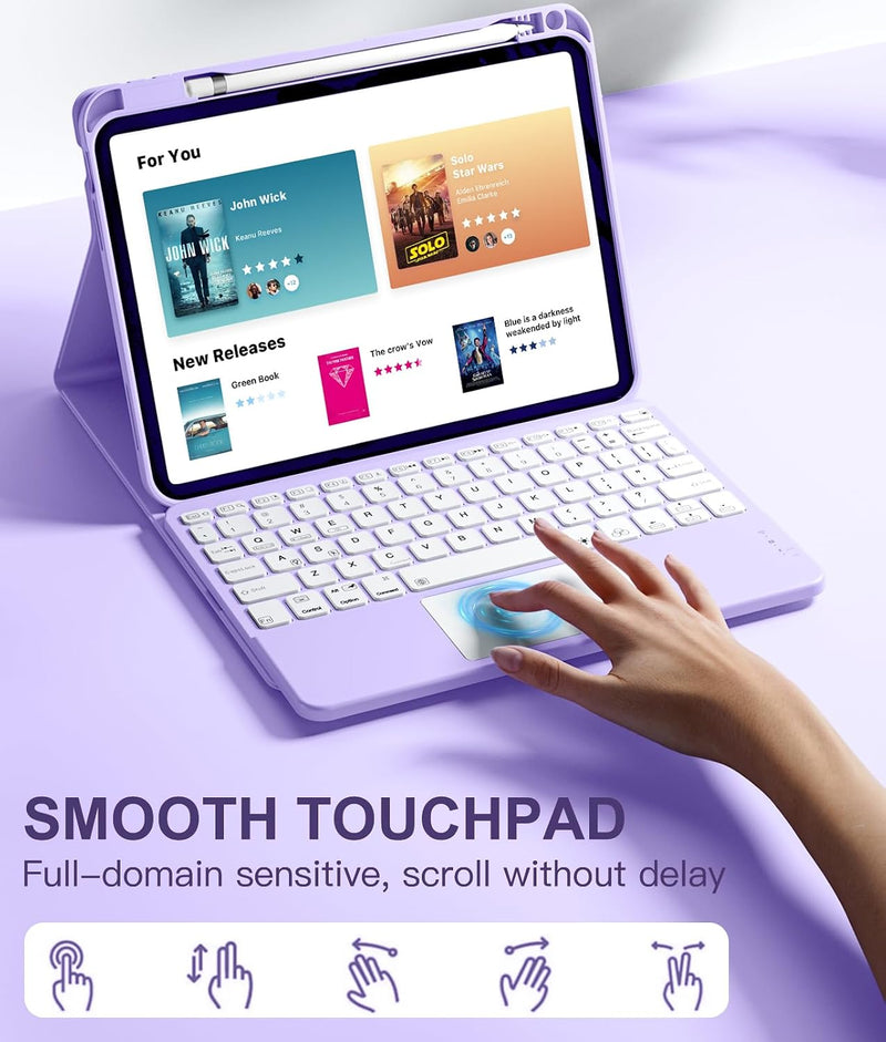 Funda con Teclado Harvopu para iPad 11" (A16) / iPad 10.ª Gen - Morado