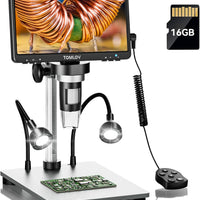 TOMLOV DM9 7" Digital Microscope: 1080P 1200X Coin Microscope Magnifier, 12MP Ultra-Precise Focusing LCD Soldering Micro
