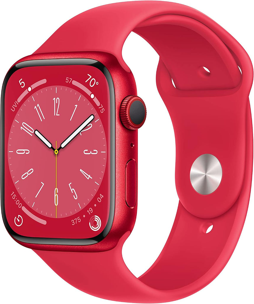 Apple Watch Series 8 [GPS + Cellular, 45mm] - (PRODUCT)Red Aluminum Case with Red Sport Band, M/L (Renewed)