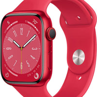 Apple Watch Series 8 [GPS + Cellular, 45mm] - (PRODUCT)Red Aluminum Case with Red Sport Band, M/L (Renewed)