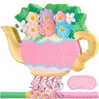 WERNNSAI Teapot Piñata, Tea Party Decorations, Girls Garden Flower Piñata