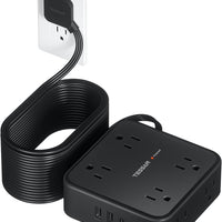 TESSAN Surge Protector Power Strip with 900J Surge Protection, 25 Ft, Black