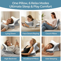 Tujami Cervical Neck Pillow for Pain Relief, Ergonomic Reading Pillow for Bed, Contour Wedge Pillow Back Support Pillow, Orthopedic Memory Foam Pillows for Sleeping, Use Lying Reading