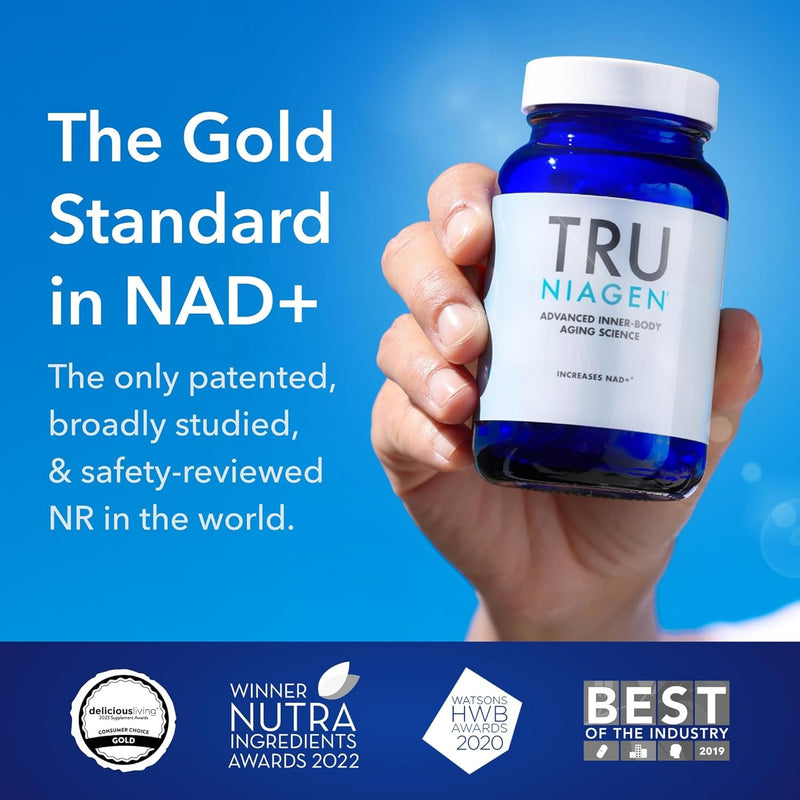 TRU NIAGEN Suplemento NAD patentado para la función cerebral, antienvejecimiento y regeneración celular, 300 mg de niagen, 30 porciones