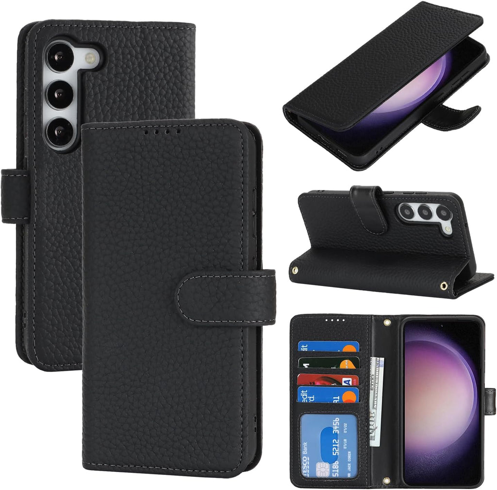 Zouzt Leather Wallet Case for Samsung Galaxy S23 6.1", Black