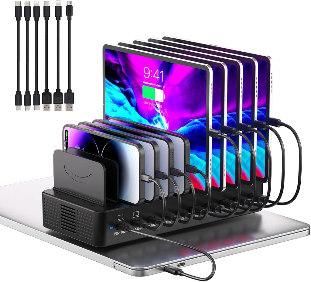 620W Charging Station for Multiple Devices, 10-Port USB C Charger Station