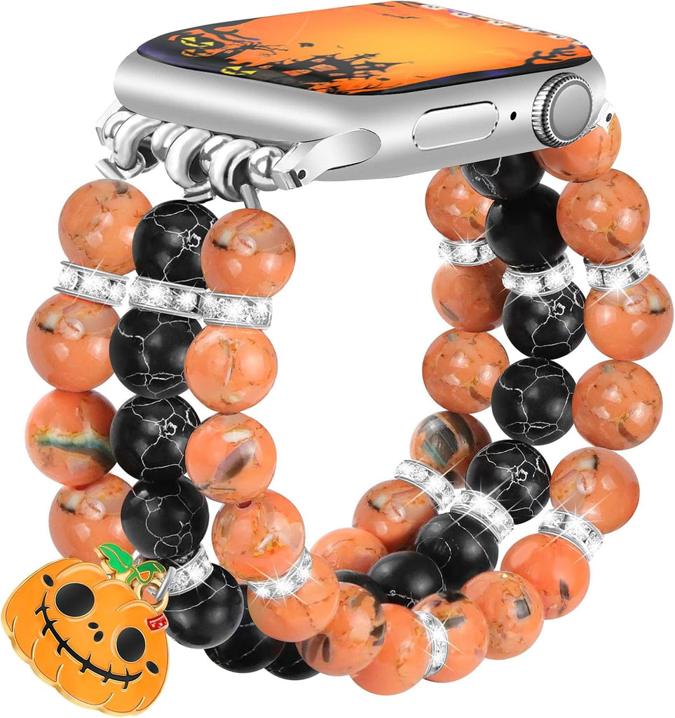 JR.DM Halloween Beaded Bracelet Band for Women Compatible with Apple Watch 38mm 40mm 41mm 42mm(S10/11) Holiday Handmade