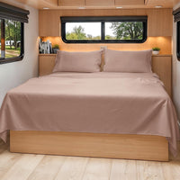 Short Queen Size 4 Piece Bed Sheet Set - RV Short Queen Sheets - Mauve