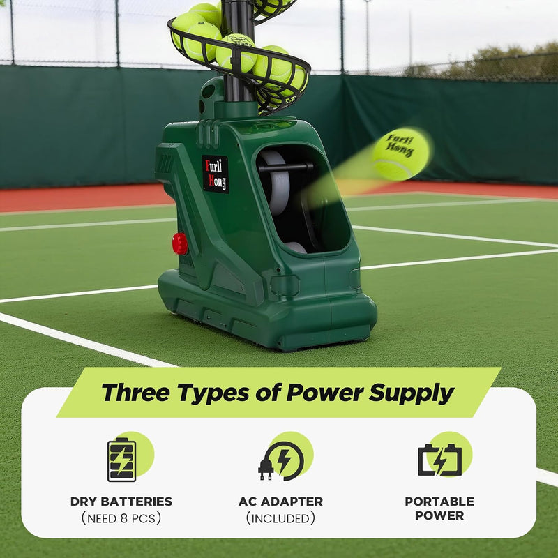 Furlihong 3819BH - Máquina portátil de pelotas de tenis - 5 ángulos ajustables, 2 niveles