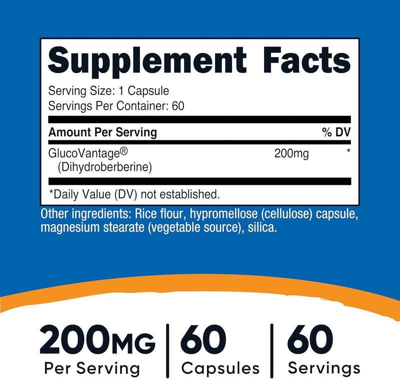 Visita la tienda de Nutricost Nutricost Cápsulas de dihidroberberina (200 mg, 60 cápsulas) - Metabolito más biodisponible de berberina