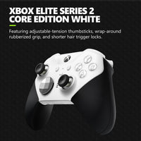 Amazon Xbox Wireless Gaming Controller | Elite Series 2 Core | White | Console, PC, and Android | Adjustable Thumbsticks | Trigger Locks
