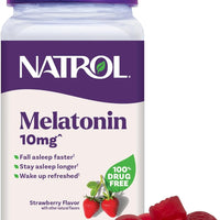 Natrol Gomitas de melatonina, apoyo para dormir para adultos, melatonina 10 mg, 140 sabor a fresa, hasta 70 días