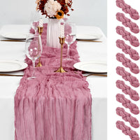 10 Pack Dusty Rose Table Runner 10Ft Cheesecloth Table Runner Boho Gauze Table Runners Romantic Long Sheer Fabric Cheese