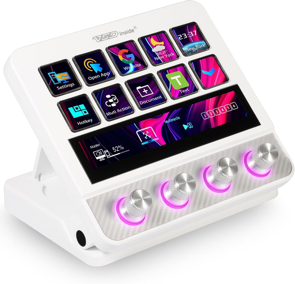 VSDINSIDE Macro Pad, Streaming Deck Stream Controller Soundboard Keypad, Programmable Keys USB Shortcut Keyboard for Gamer Streamer, Audio Mixer for OBS, YouTube, Office Desk Setup, PC, Mac