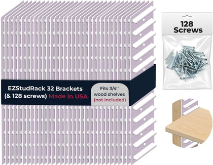 EZStudRack Shelf Bracket - Shelf Brackets for Wall - Wall Mount Shelf - Floating Shelf Hardware - Shelving Brackets for