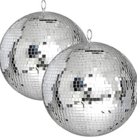2-Pack Large Disco Ball 12 Inch, Hanging Glass Mirror Balls with Precision-Cut Facets, Easy to Hang with Secure Ring, Re