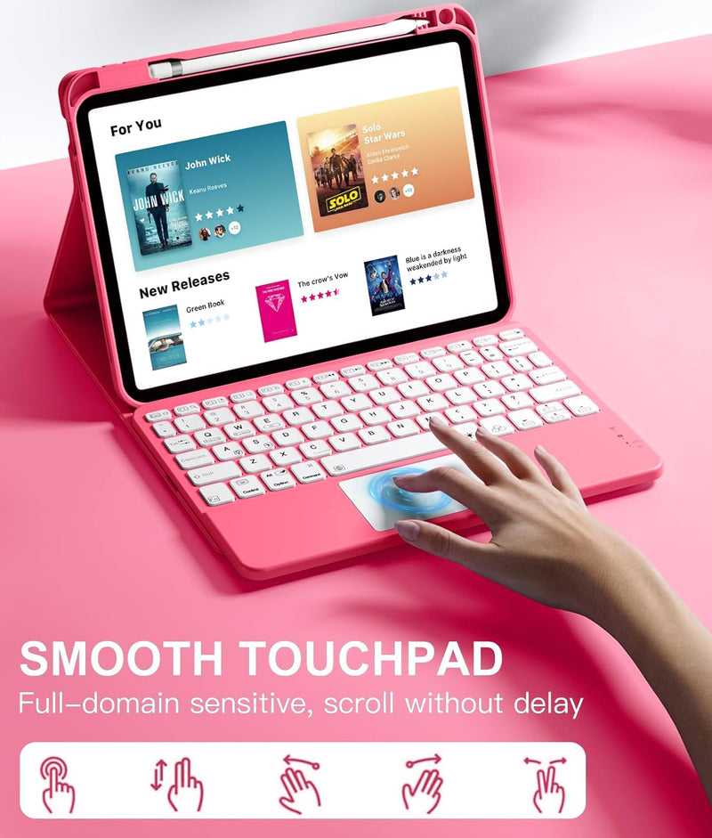 Funda con Teclado Harvopu para iPad 11" (A16) / iPad 10.ª Gen - Rosa